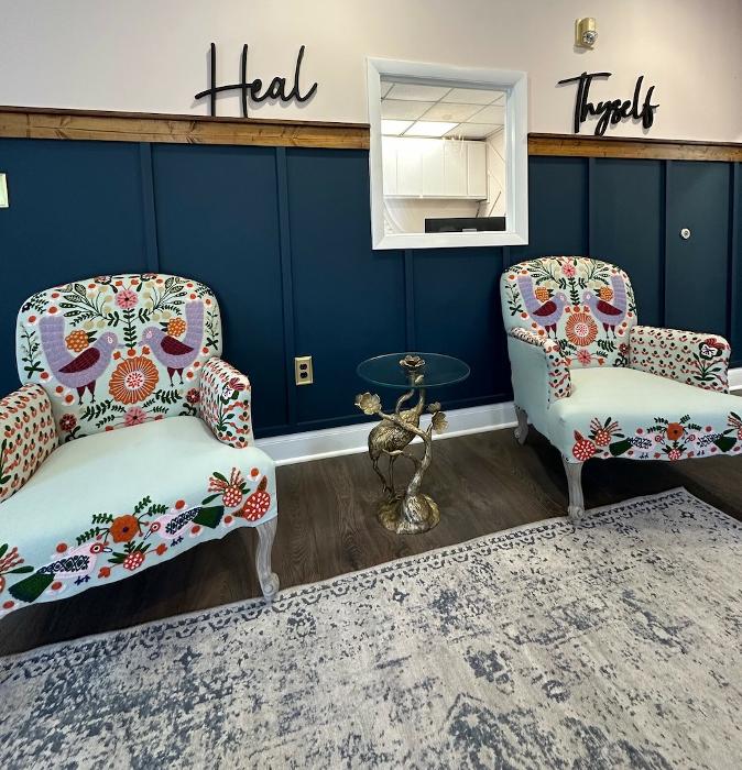 Two chairs inside the gentry dental office lobby, charlotte nc